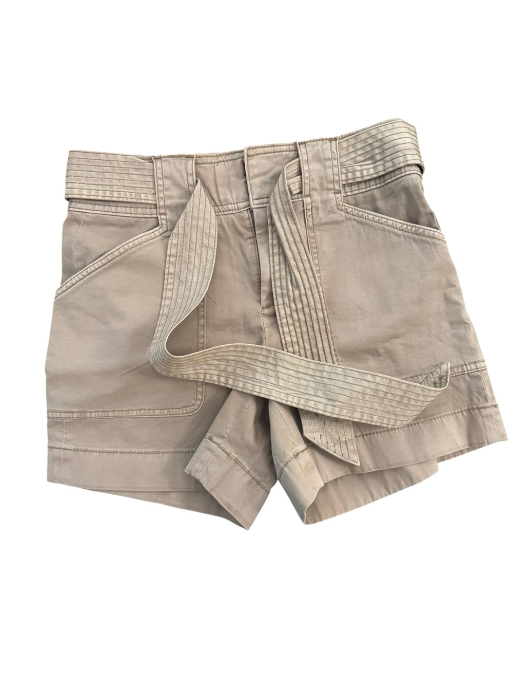 NWOT WHBM Beige High-Waist Belted Women’s Shorts 0